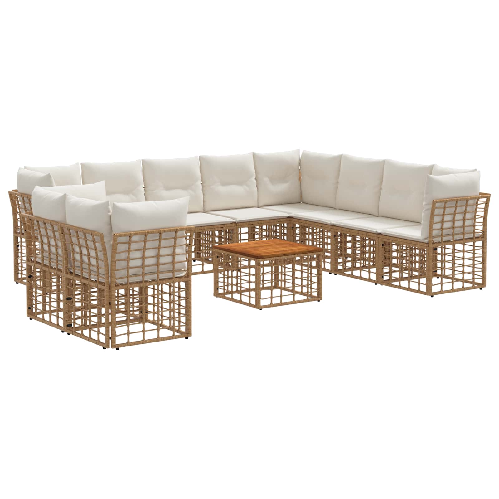 Set di divani da esterno 11 pcs Naturale e Bianco Crema | homemem39