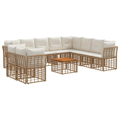 Set di divani da esterno 11 pcs Naturale e Bianco Crema | homemem39