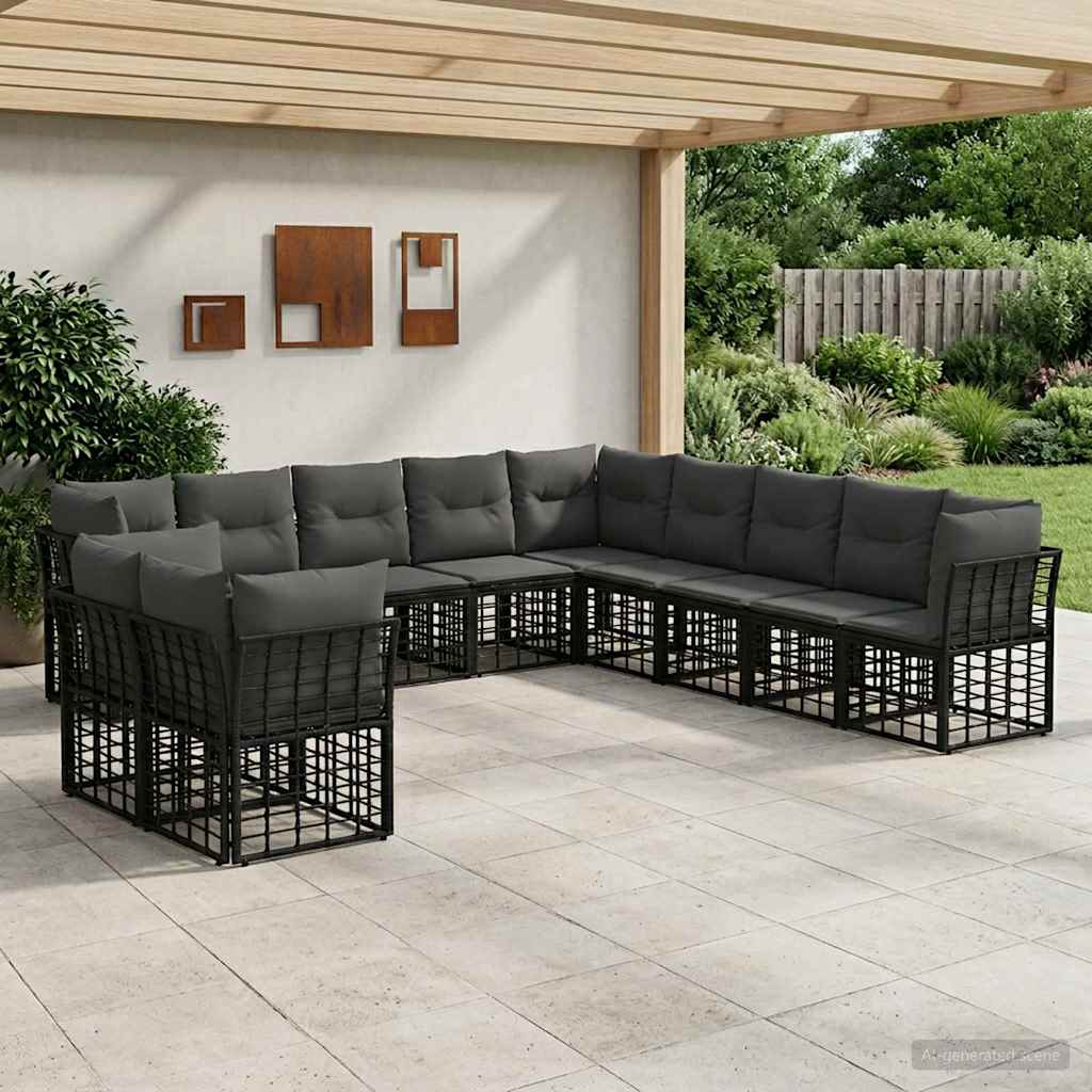Set di divani da esterno Nero Poliestere | homemem39
