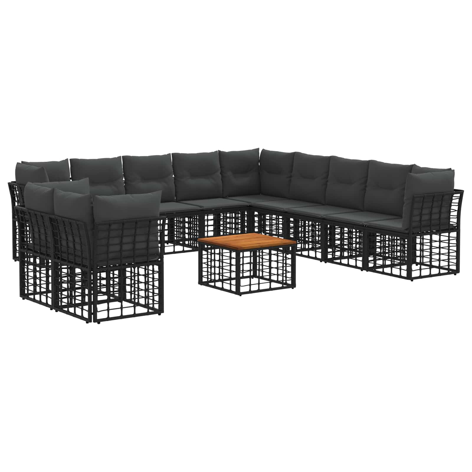 Set di divani da esterno 12 pcs Nero e Grigio scuro Poliestere | homemem39