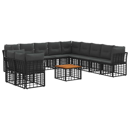 Set di divani da esterno 12 pcs Nero e Grigio scuro Poliestere | homemem39