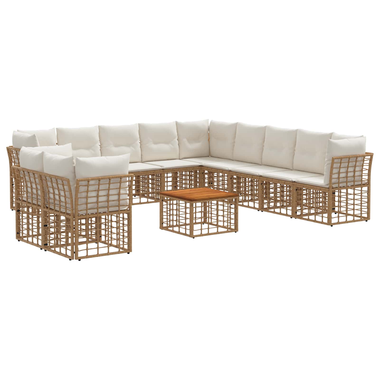 Set di divani da esterno 12 pcs Naturale e Bianco Crema | homemem39