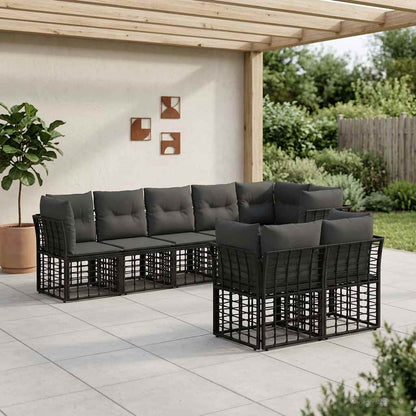 Set di divani da esterno Nero Poliestere