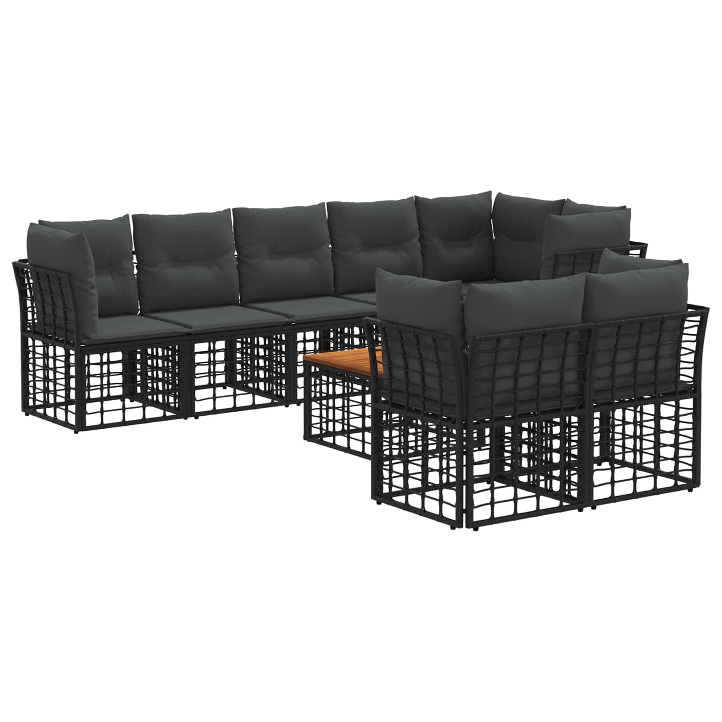 Set di divani da esterno 9 pcs Nero e Grigio scuro Poliestere | homemem39