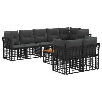 Set di divani da esterno 9 pcs Nero e Grigio scuro Poliestere | homemem39