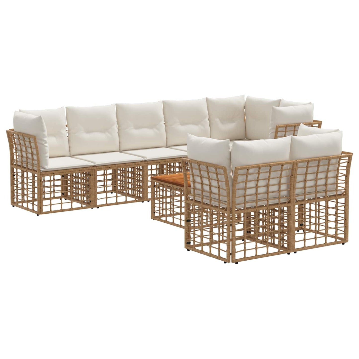 Set di divani da esterno 9 pcs Naturale e Bianco Crema | homemem39