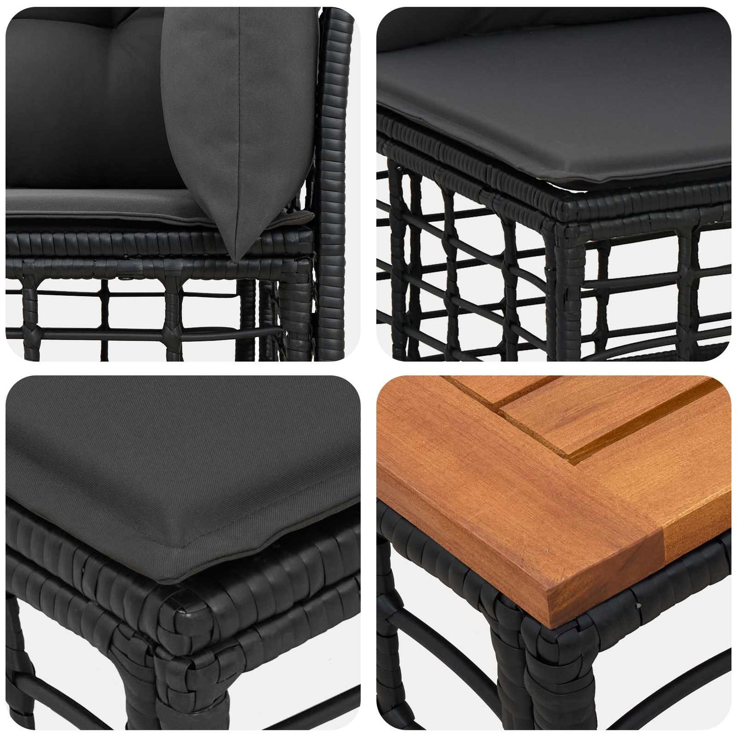 Set di divani da esterno 7 pcs Nero e Grigio scuro Poliestere | homemem39