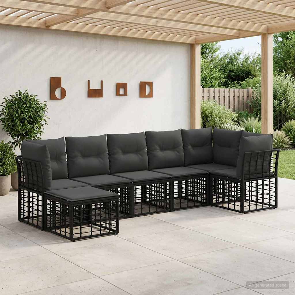 Set di divani da esterno Nero Poliestere