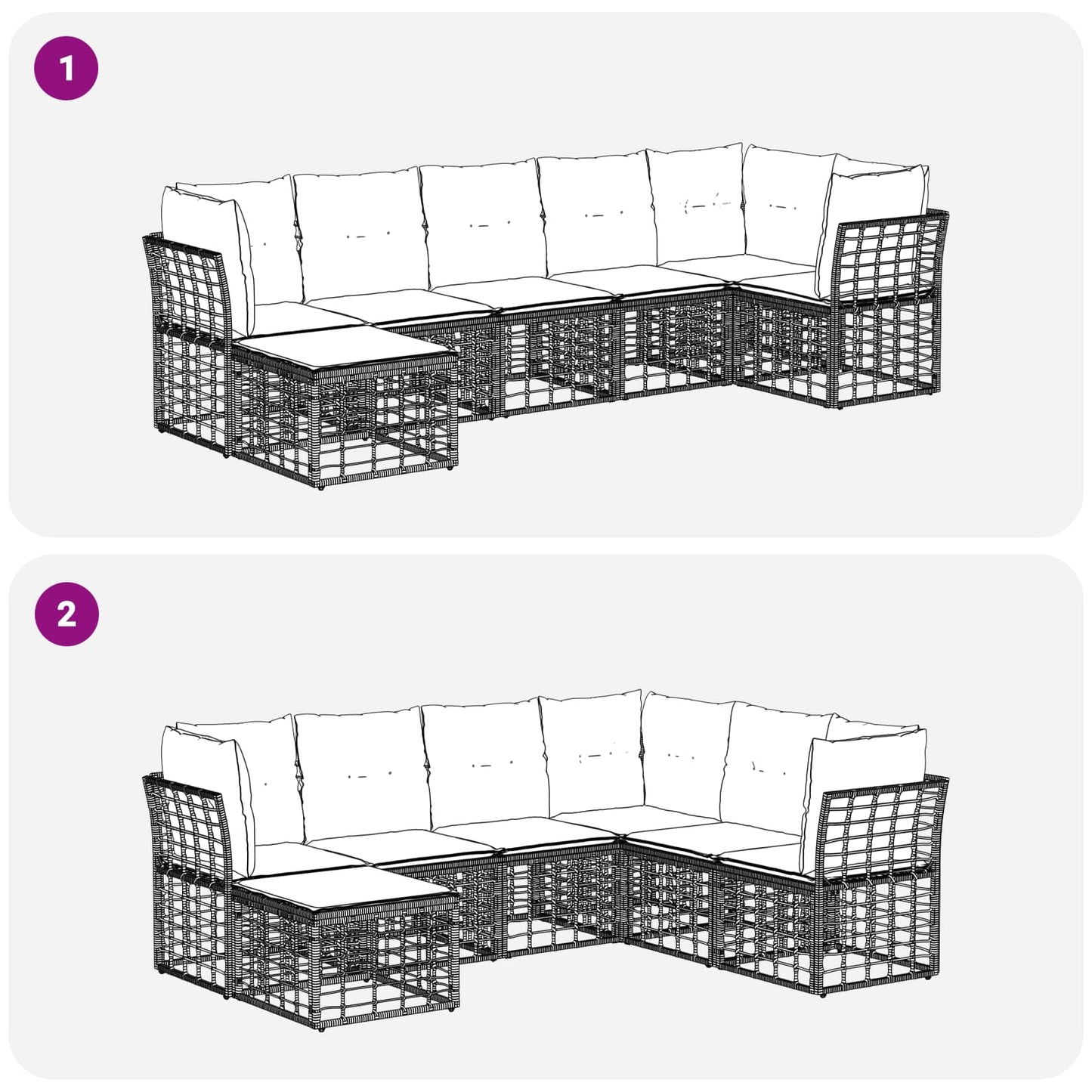 Set di divani da esterno Nero Poliestere | homemem39