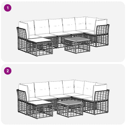 Set di divani da esterno 8 pcs Nero e Grigio scuro Poliestere | homemem39