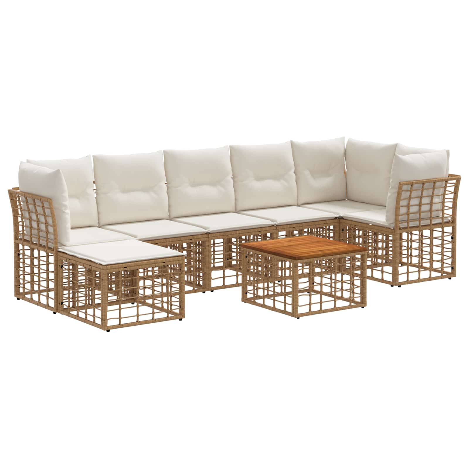 Set di divani da esterno 8 pcs Naturale e Bianco Crema | homemem39