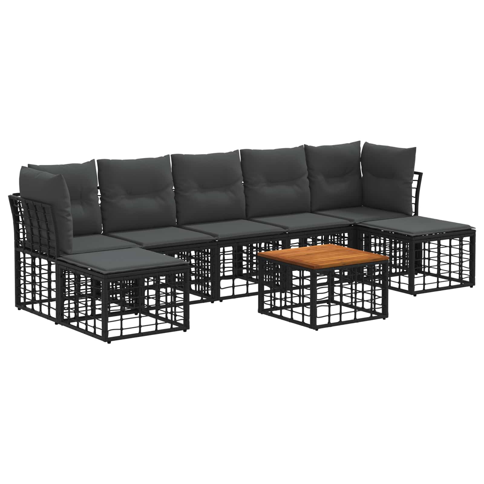 Set di divani da esterno 8 pcs Nero e Grigio scuro Poliestere | homemem39