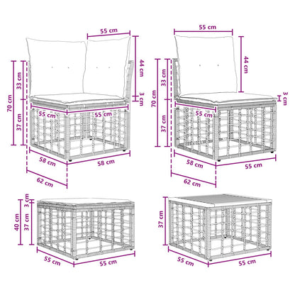 Set di divani da esterno 8 pcs Nero e Grigio scuro Poliestere | homemem39