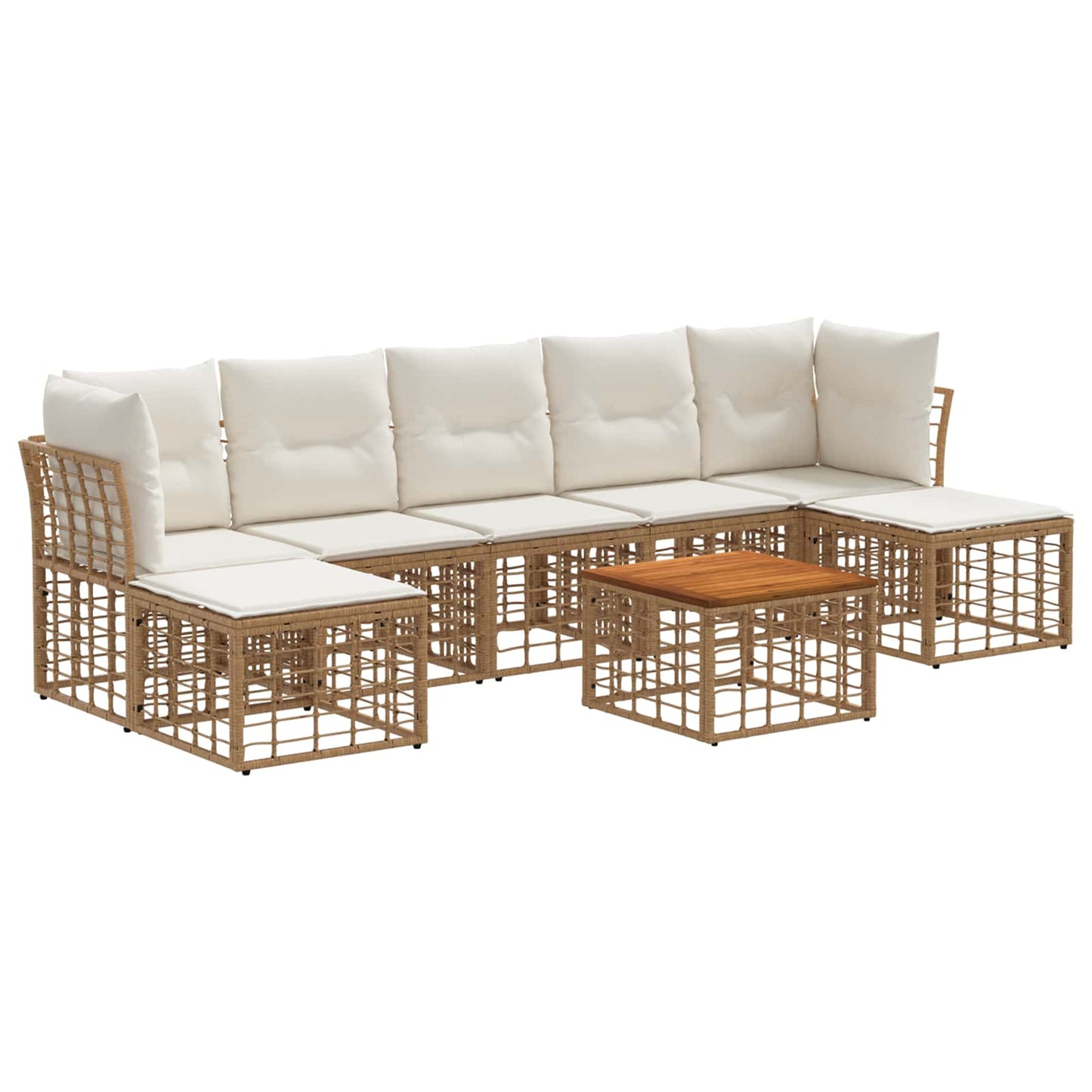 Set di divani da esterno 8 pcs Naturale e Bianco Crema | homemem39