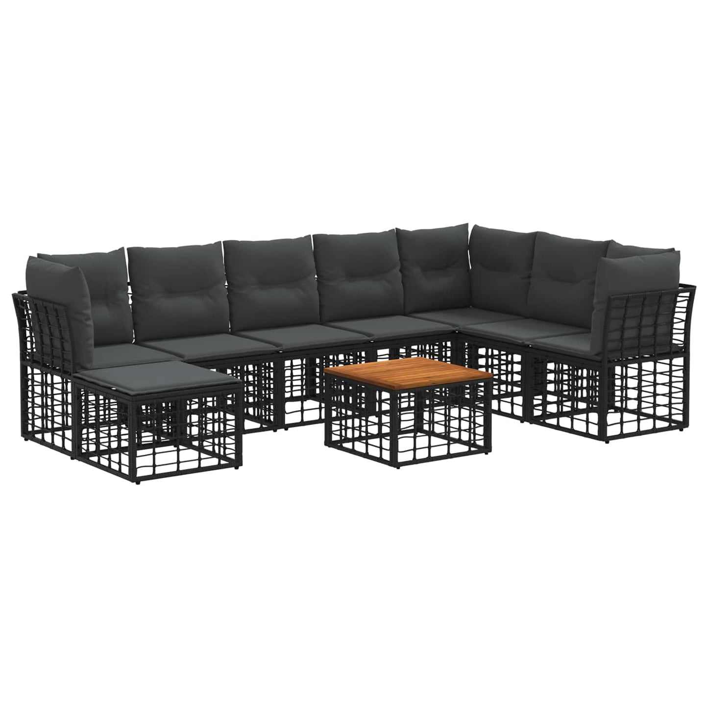 Set di divani da esterno 9 pcs Nero e Grigio scuro Poliestere | homemem39