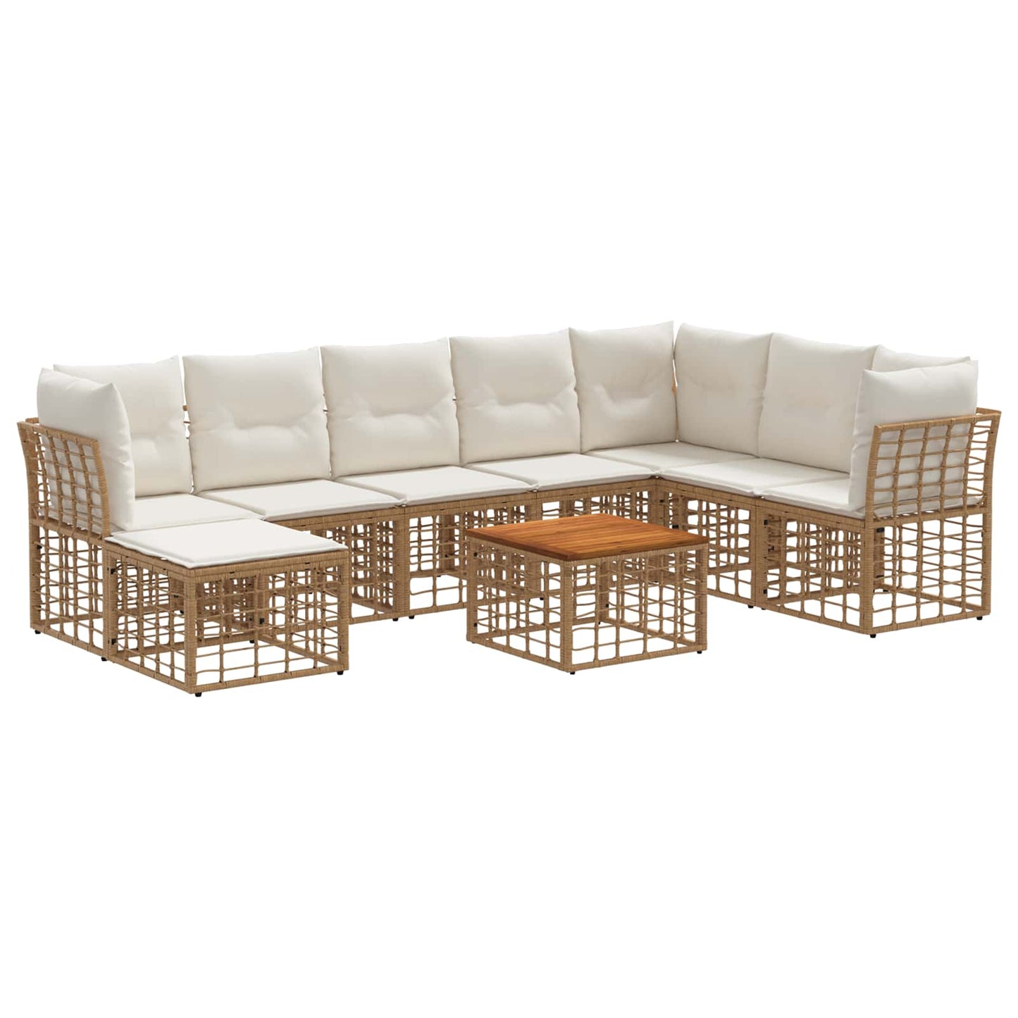 Set di divani da esterno 9 pcs Naturale e Bianco Crema | homemem39