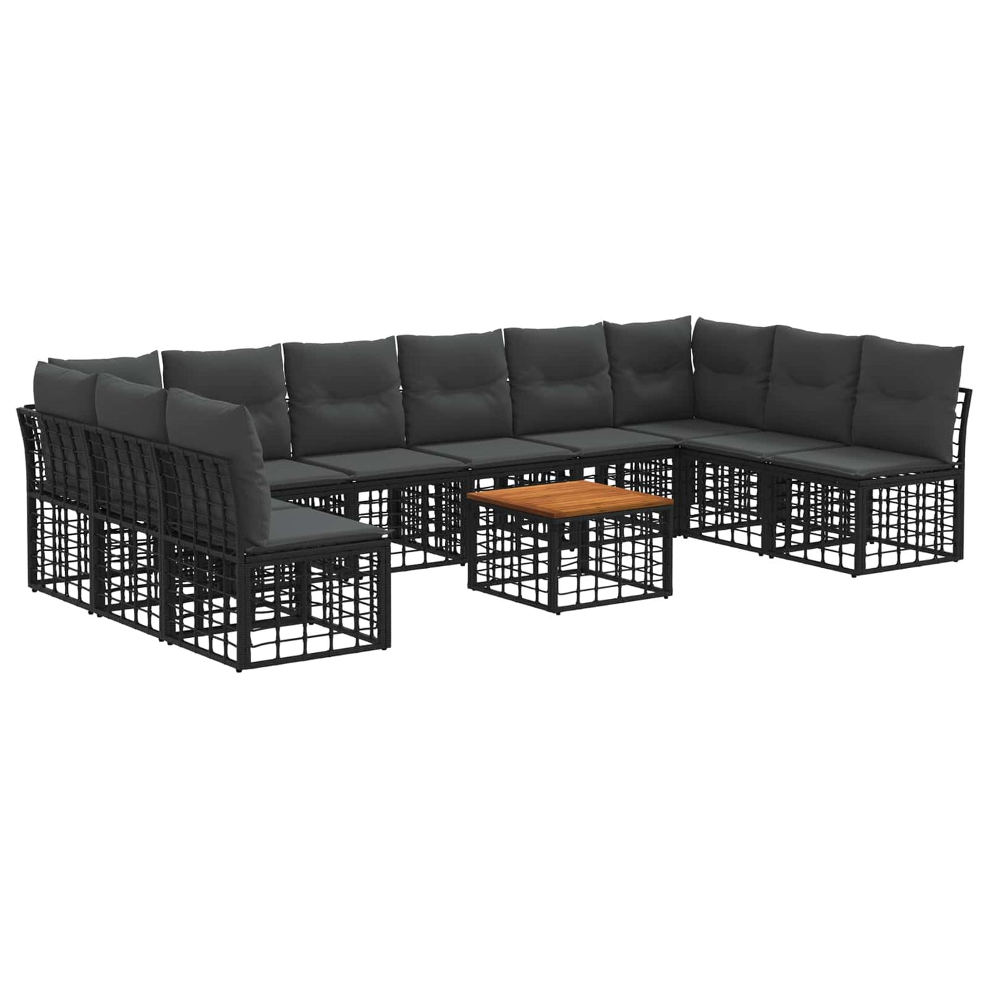 Set di divani da esterno 11 pcs Nero e Grigio scuro Poliestere | homemem39