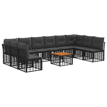 Set di divani da esterno 11 pcs Nero e Grigio scuro Poliestere | homemem39