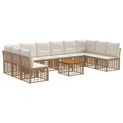 Set di divani da esterno 11 pcs Naturale e Bianco Crema | homemem39