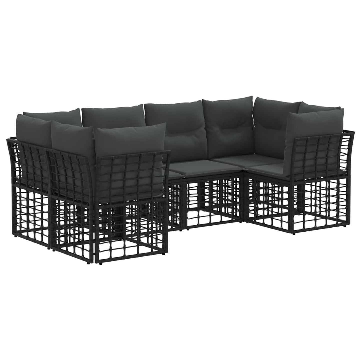 Set di divani da esterno con cuscino 6 pcs Nero Poliestere | homemem39