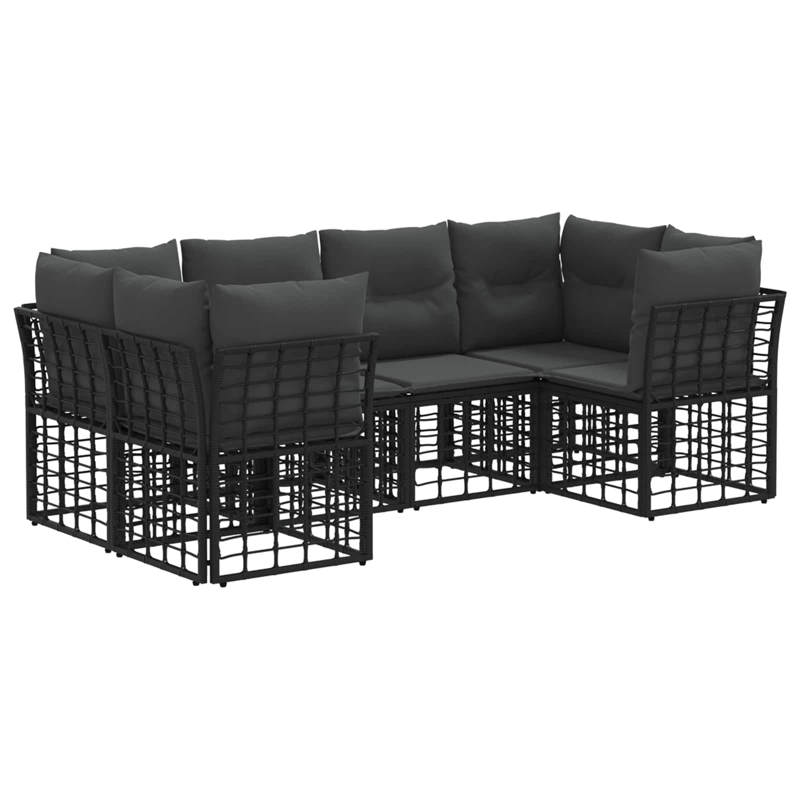 Set di divani da esterno con cuscino 6 pcs Nero Poliestere | homemem39