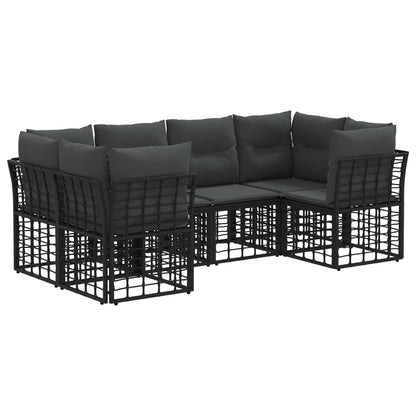 Set di divani da esterno con cuscino 6 pcs Nero Poliestere | homemem39