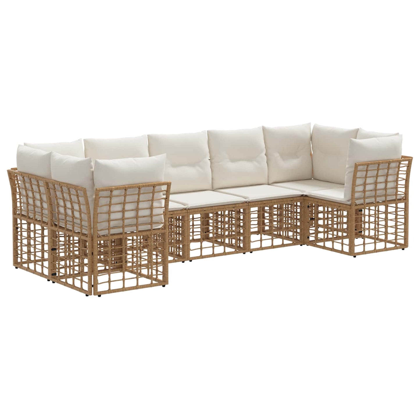 Set di divani da esterno 7 pcs Naturale e Bianco Crema | homemem39