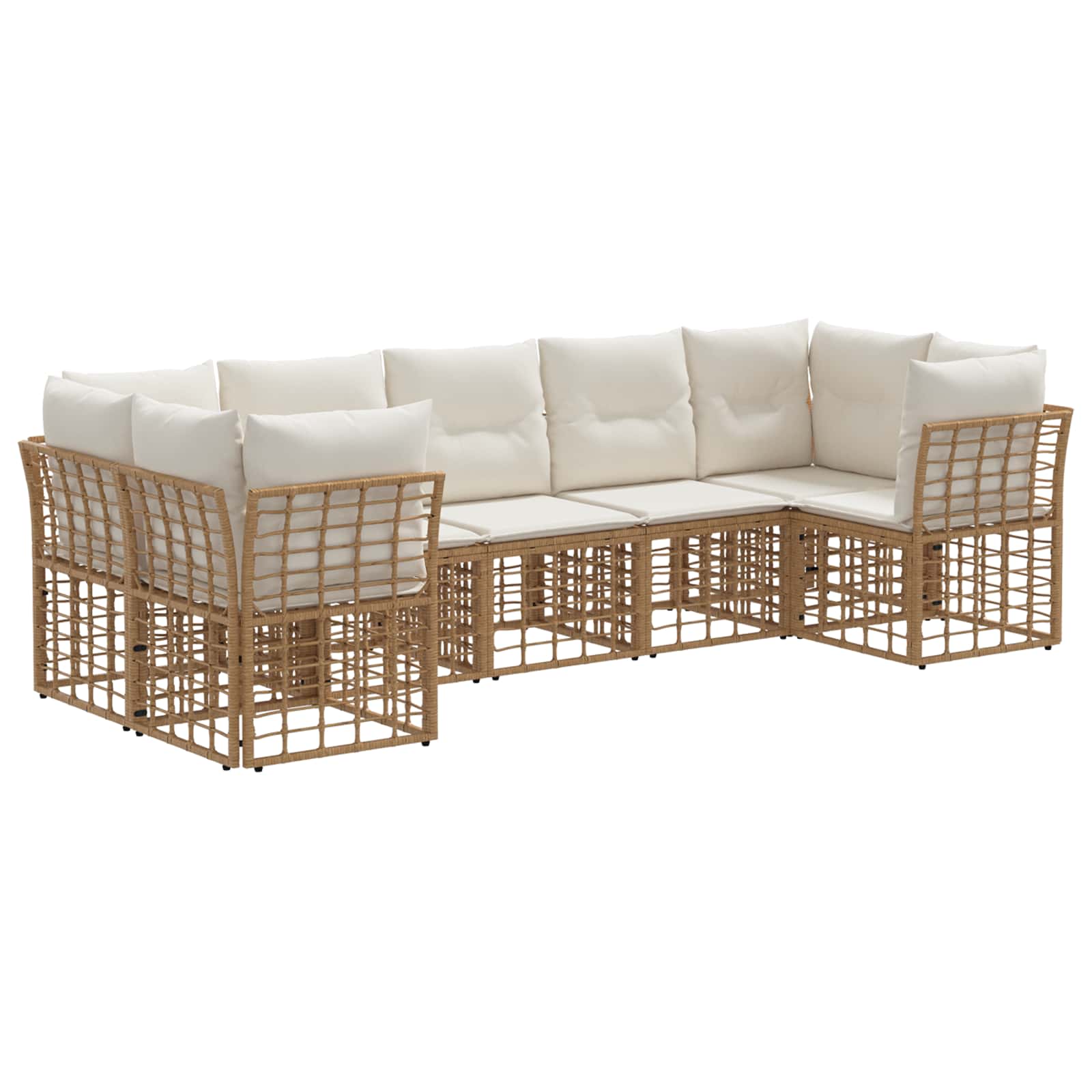 Set di divani da esterno 7 pcs Naturale e Bianco Crema | homemem39