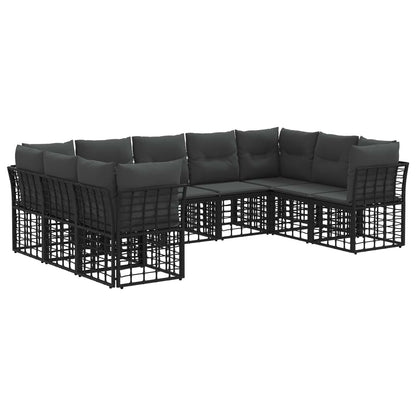 Set di divani da esterno Nero e Grigio scuro Poliestere | homemem39