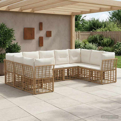 Set di divani da esterno Naturale e Bianco Crema Poliestere | homemem39