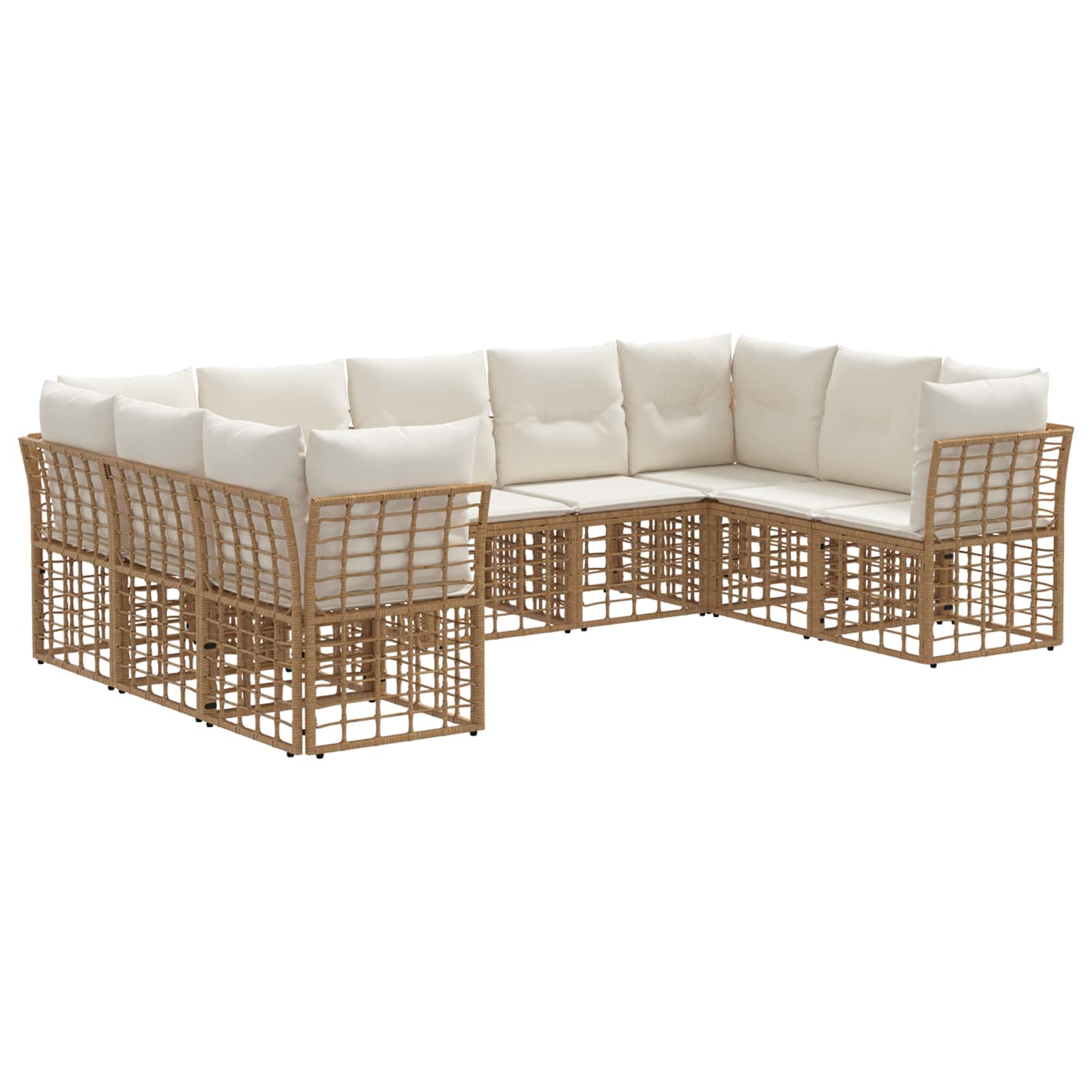 Set di divani da esterno Naturale e Bianco Crema Poliestere | homemem39