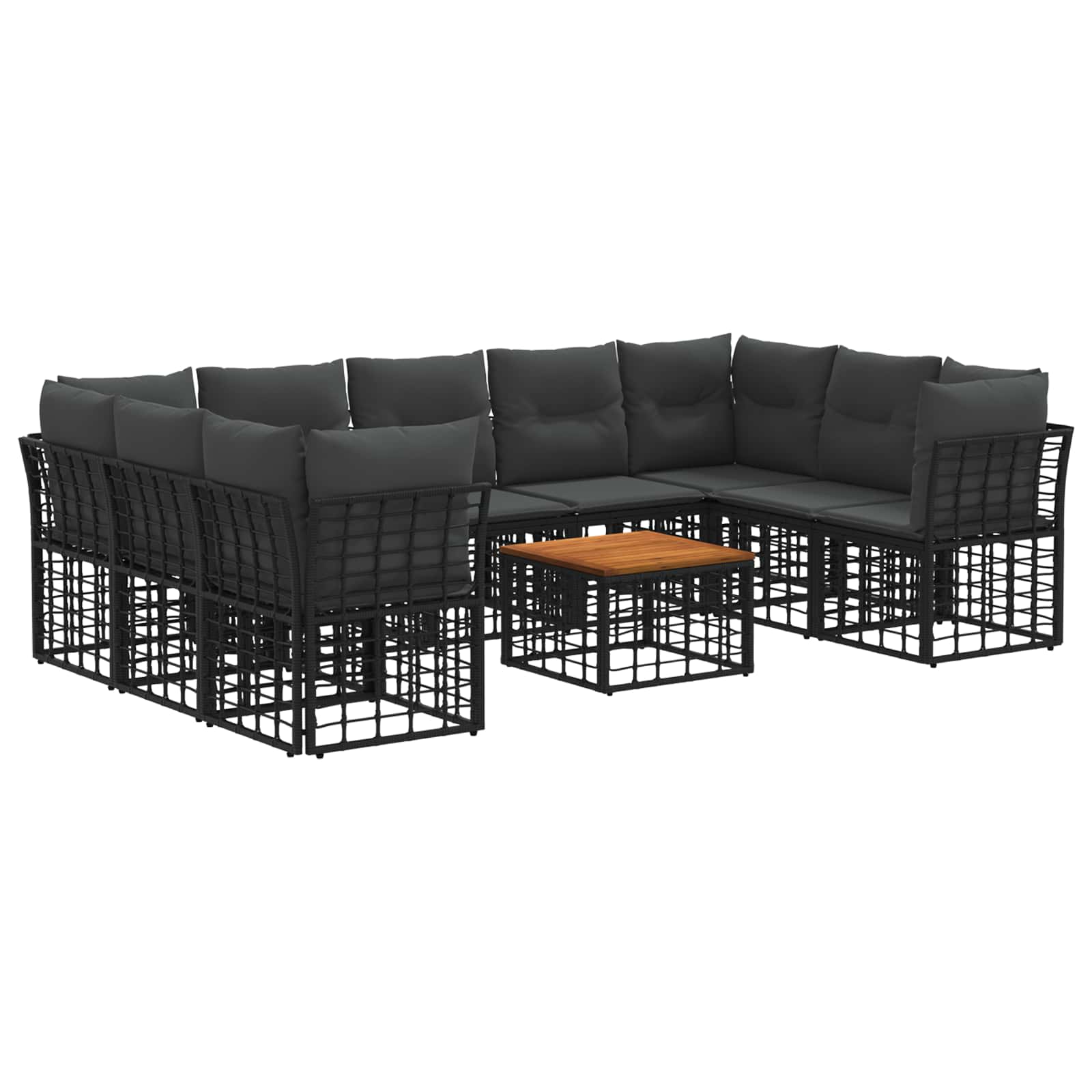 Set di divani da esterno 10 pcs Nero e Grigio scuro Poliestere | homemem39