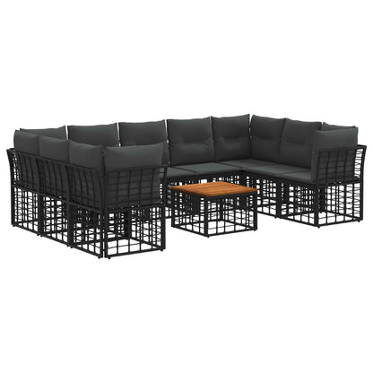 Set di divani da esterno 10 pcs Nero e Grigio scuro Poliestere | homemem39