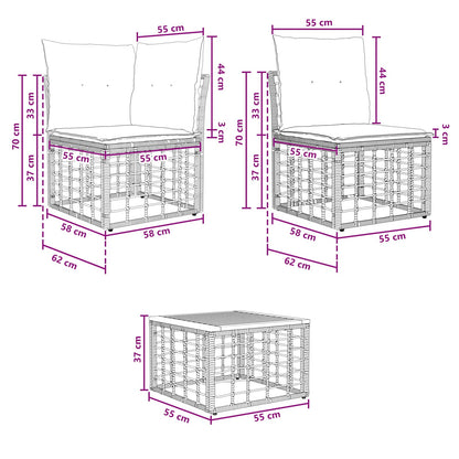 Set di divani da esterno 10 pcs Nero e Grigio scuro Poliestere | homemem39