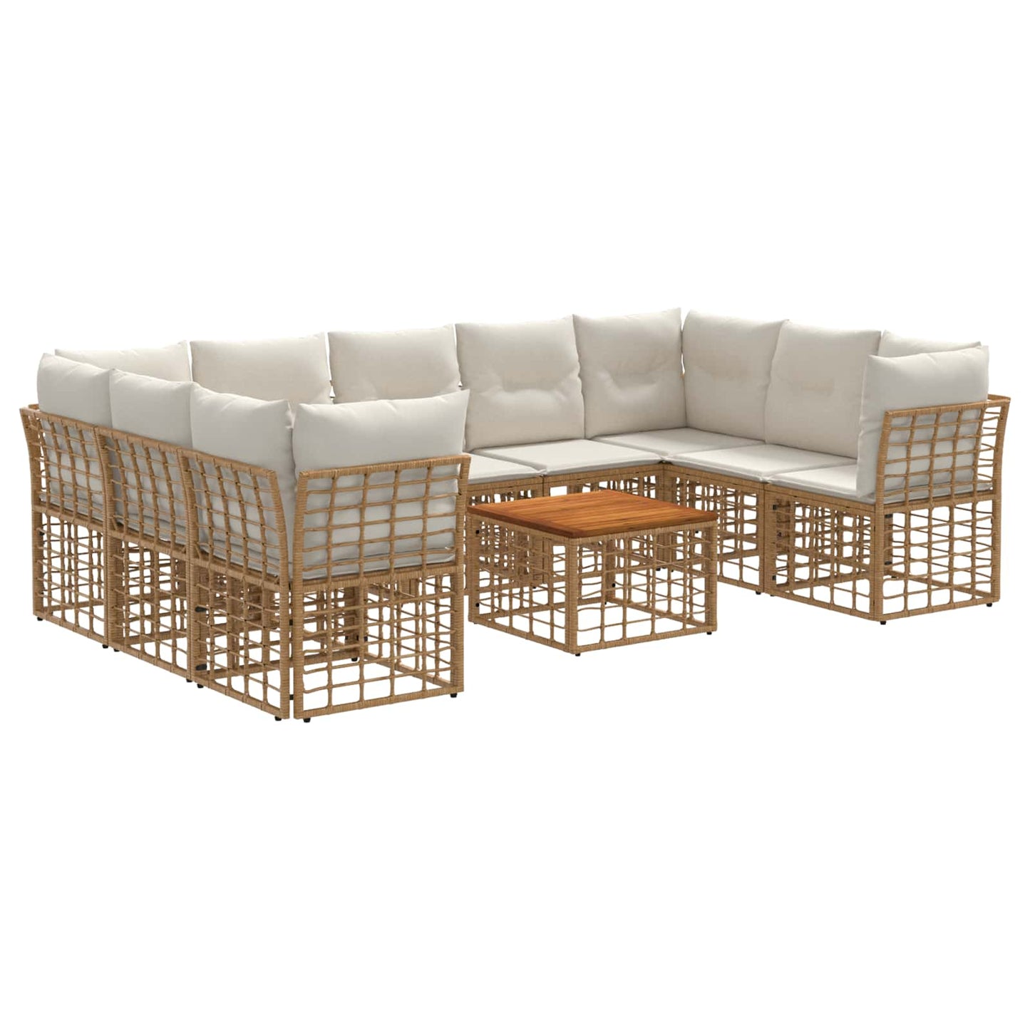 Set di divani da esterno 10 pcs Naturale e Bianco Crema | homemem39