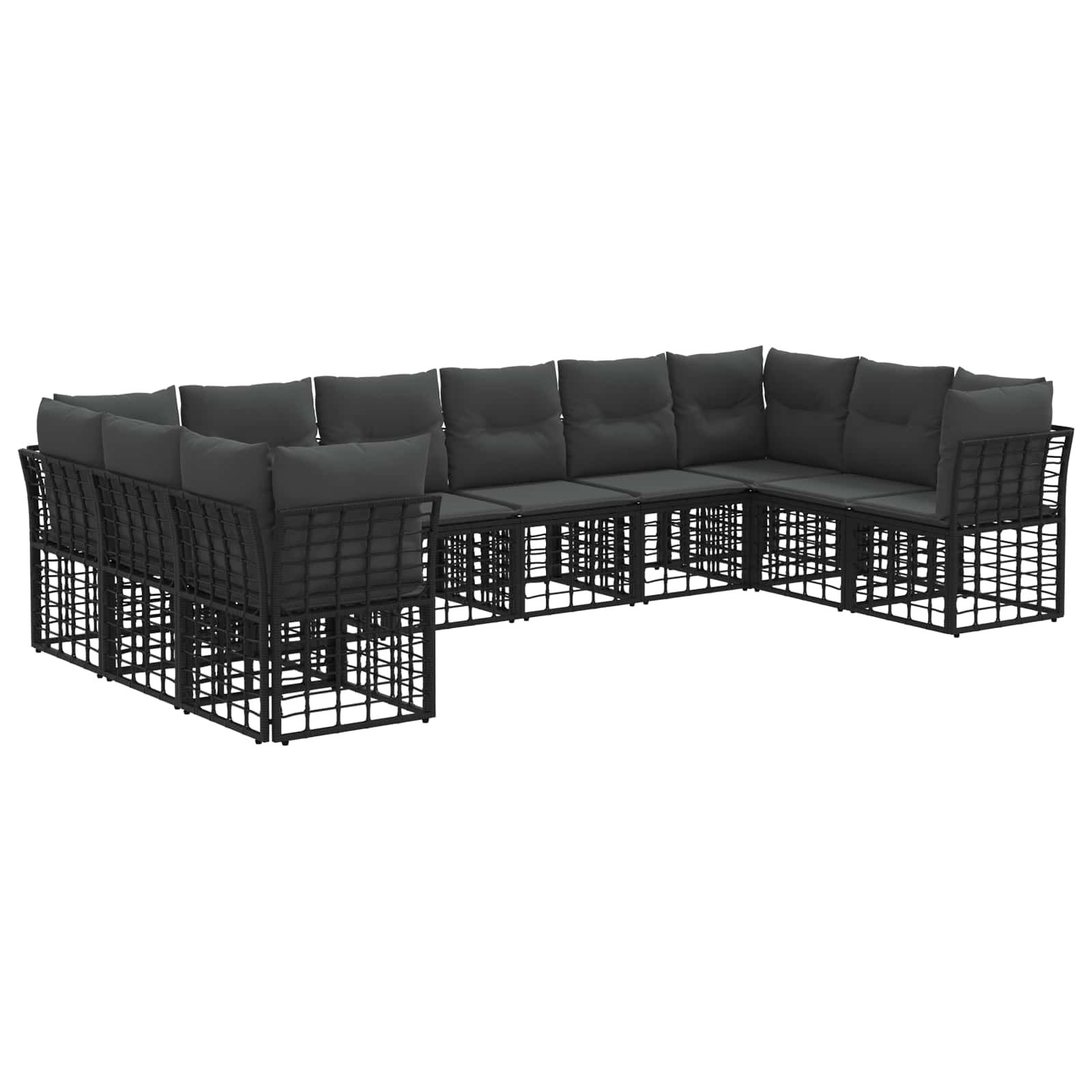Set di divani da esterno Nero e Grigio scuro Poliestere | homemem39