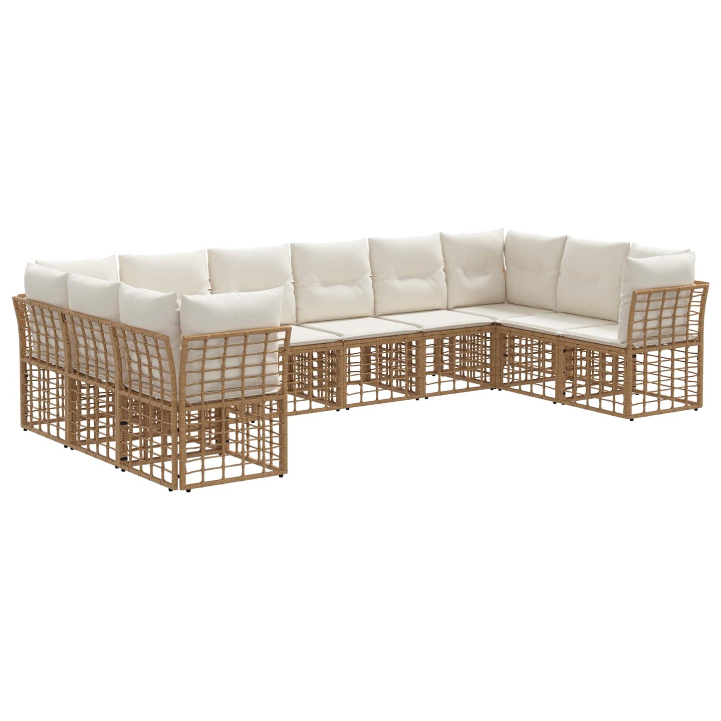 Set di divani da esterno Naturale e Bianco Crema Poliestere | homemem39