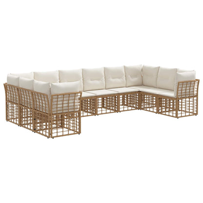 Set di divani da esterno Naturale e Bianco Crema Poliestere | homemem39