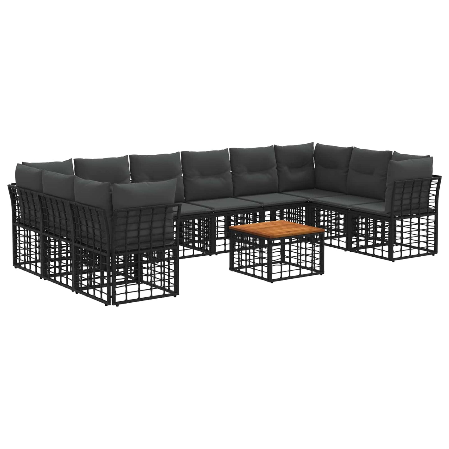 Set di divani da esterno 11 pcs Nero e Grigio scuro Poliestere | homemem39