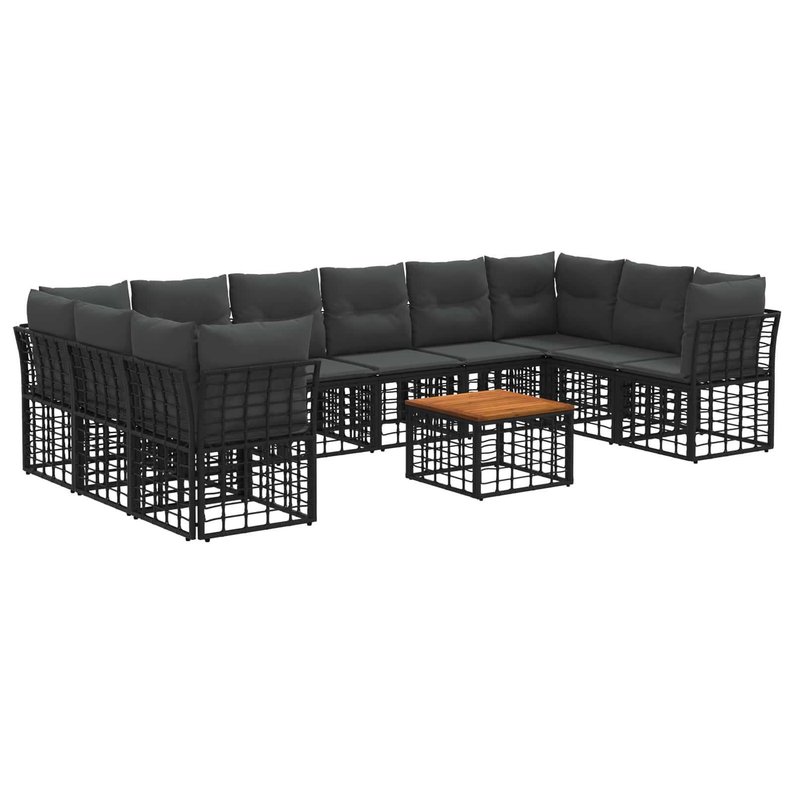 Set di divani da esterno 11 pcs Nero e Grigio scuro Poliestere | homemem39