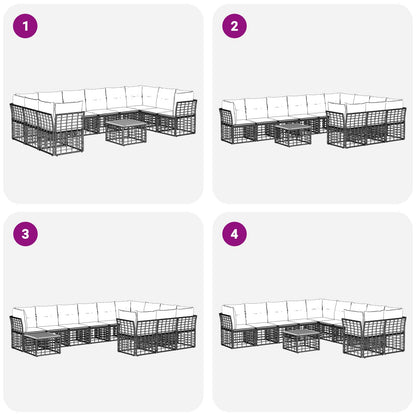 Set di divani da esterno 11 pcs Nero e Grigio scuro Poliestere | homemem39