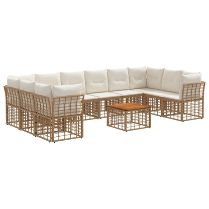 Set di divani da esterno 11 pcs Naturale e Bianco Crema | homemem39