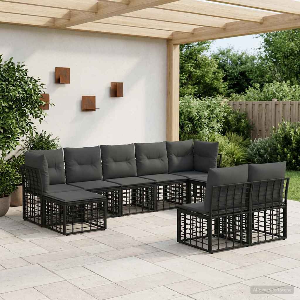 Set di divani da esterno Nero e Grigio scuro Poliestere | homemem39
