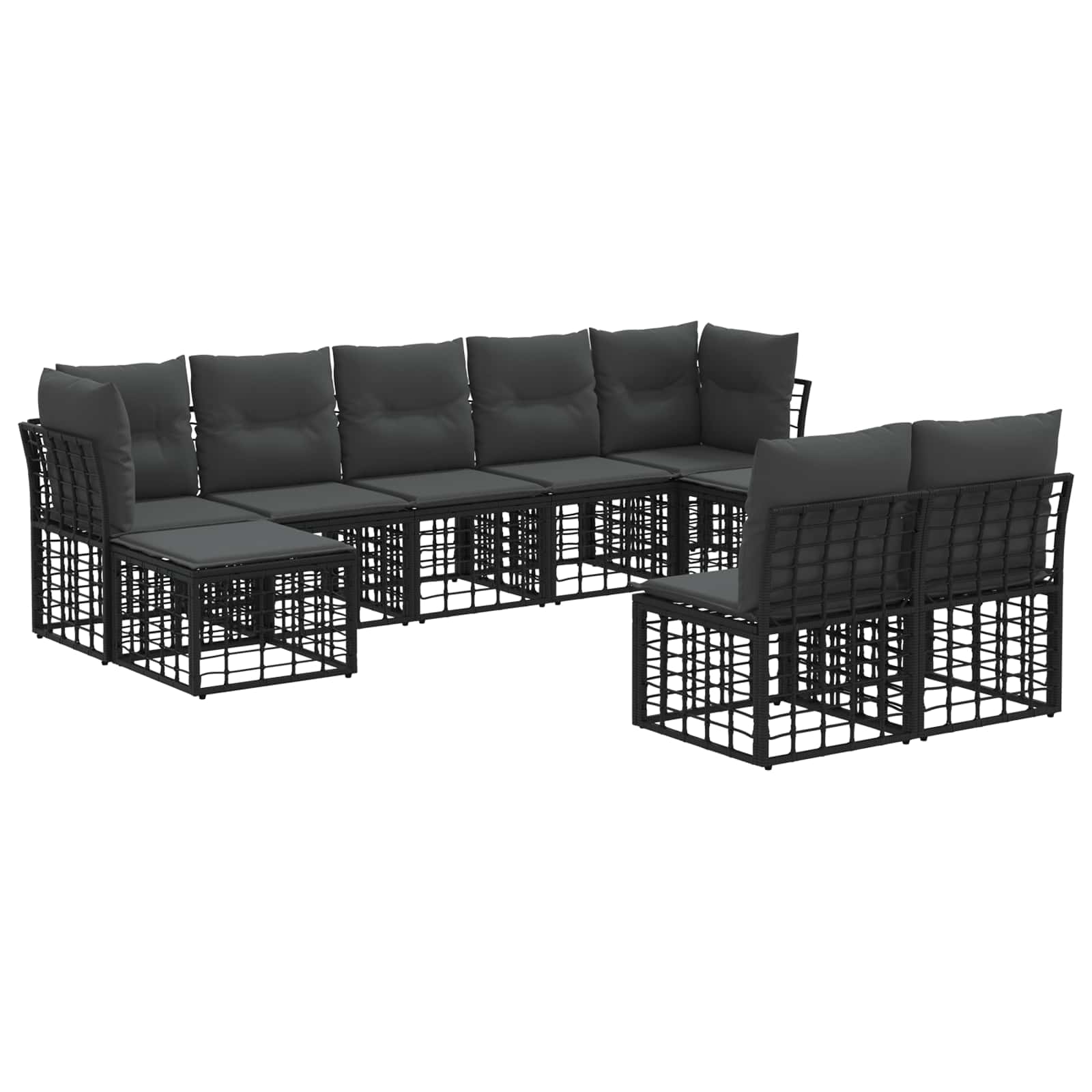 Set di divani da esterno Nero e Grigio scuro Poliestere | homemem39