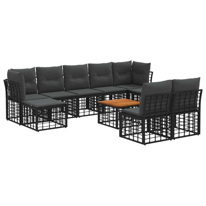 Set di divani da esterno 10 pcs Nero e Grigio scuro Poliestere | homemem39