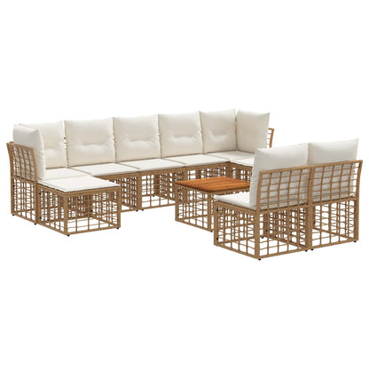 Set di divani da esterno 10 pcs Naturale e Bianco Crema | homemem39