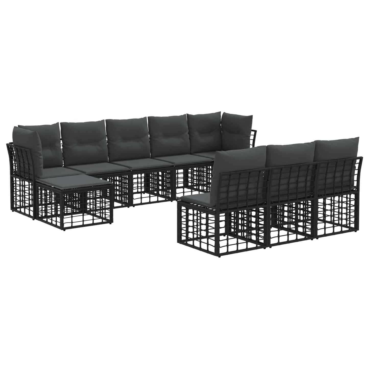 Set di divani da esterno Nero e Grigio scuro Poliestere | homemem39