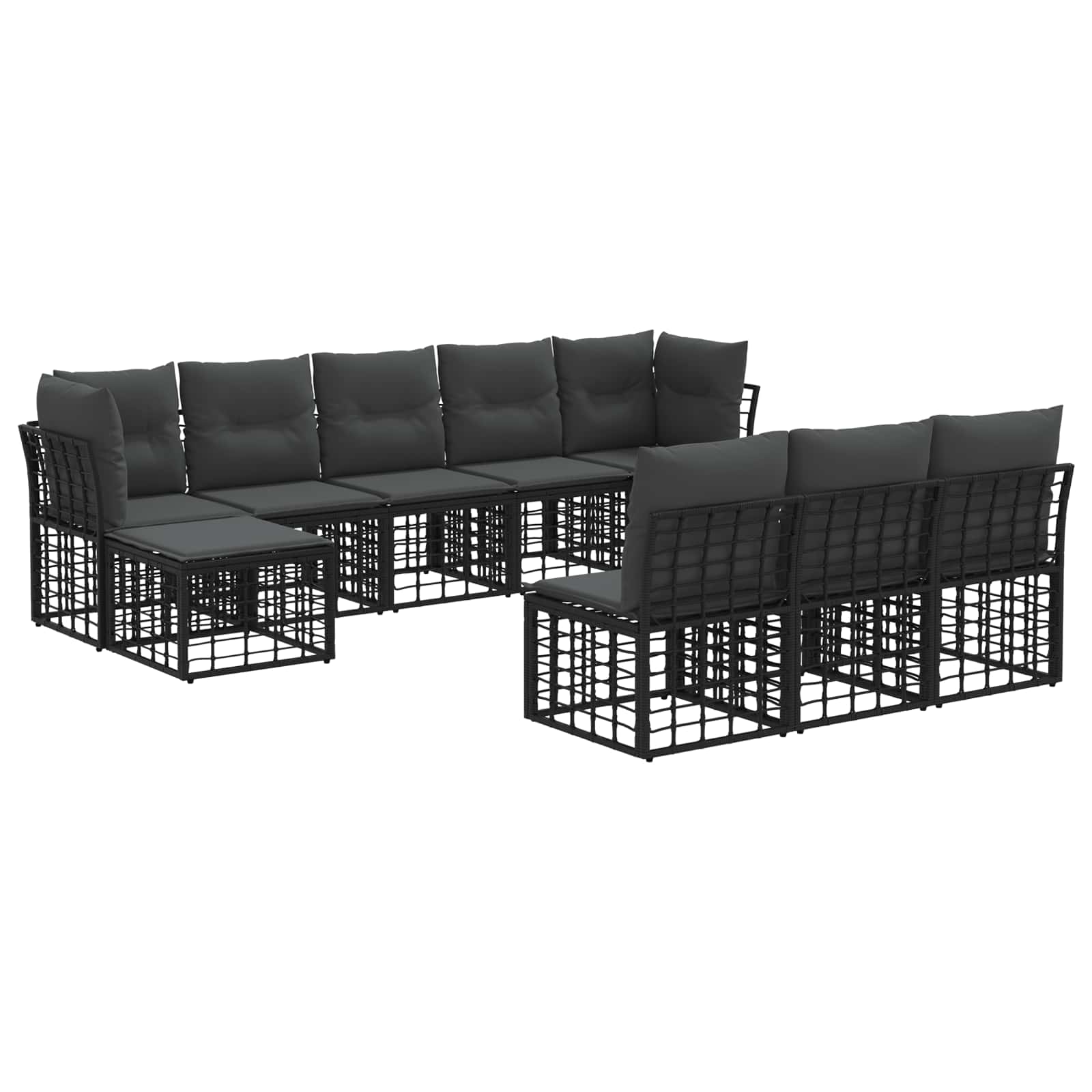 Set di divani da esterno Nero e Grigio scuro Poliestere | homemem39