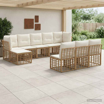 Set di divani da esterno Naturale e Bianco Crema Poliestere