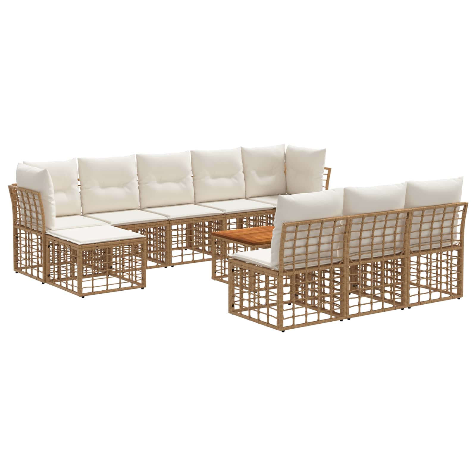 Set di divani da esterno 11 pcs Naturale e Bianco Crema | homemem39